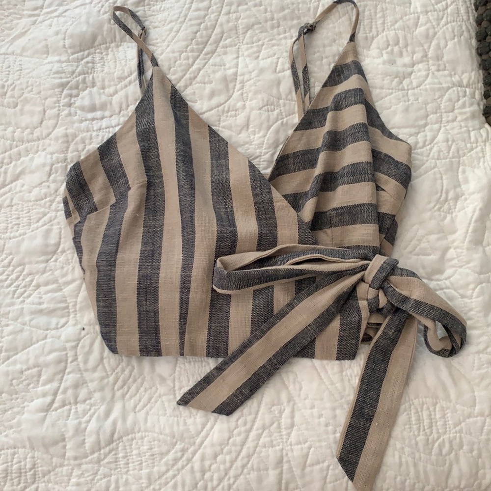 Striped Wrap Crop Top
